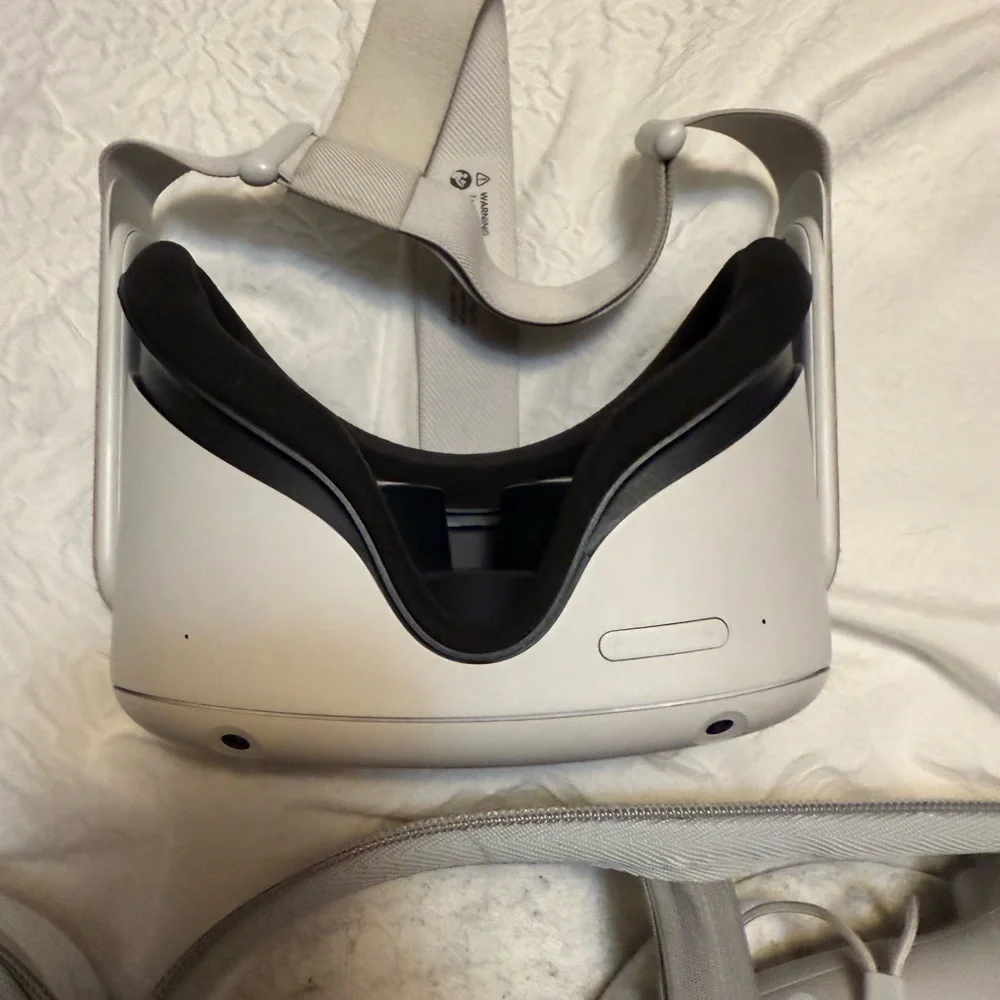 VR Headset + Controllers Set - White. Barely used. Comes with case + chargers.